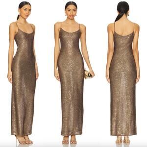 Lovers + Friends Metallic Bronze Sequin Maxi Dress